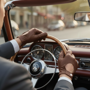 guanti in pelle da guida marrone – uomo (nappa sfoderato)